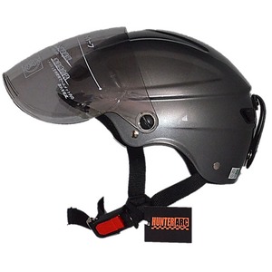 スタイリッシュな開閉式シールド付きハーフヘルメット ガンメタリック