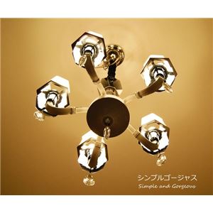 シャンデリア(照明器具) 高級水晶/ガラス/ステンレス製 5灯 〔リビング照明/ダイニング照明/寝室照明〕