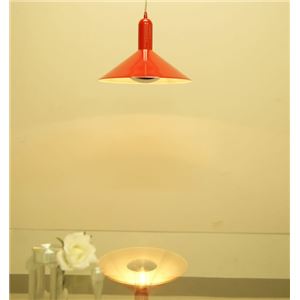 ペンダントライト(吊り下げ型照明器具) 円錐型 アルミ製 レッド(赤) 〔リビング照明/ダイニング照明〕