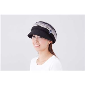 ウェーブ編みグラデーション風キャスケット ブラック