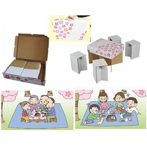 段ボール製椅子4脚付収納テーブルセット