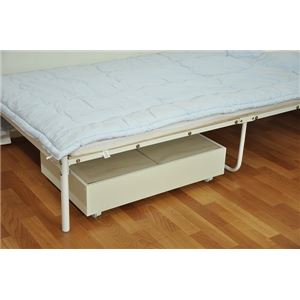 ベッド下収納ボックス/収納ケース 【ホワイト】 幅80cm&times;奥行50cm&times;高さ20cm キャスター付き
