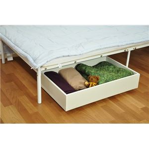 ベッド下収納ボックス/収納ケース 【ホワイト】 幅80cm&times;奥行50cm&times;高さ20cm キャスター付き
