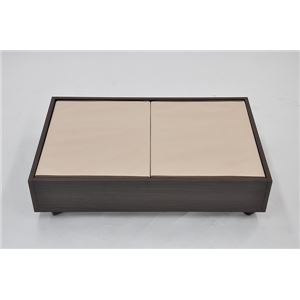 フタ付きインナーボックス/ベッド下収納箱 【ブラウン×アイボリー】 幅46cm×奥行38cm×高さ13cm 四面取っ手付き