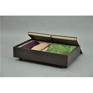 フタ付きインナーボックス/ベッド下収納箱 【ブラウン×アイボリー】 幅46cm×奥行38cm×高さ13cm 四面取っ手付き