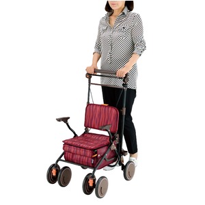 シルバーカー/手押し車 【スタンダードタイプ】 最大積載荷重:10.0kg 幸和製作所 『カゴノアL』 レッド 〔介護用品〕