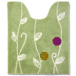 北欧風ロングトイレマット/トイレ用品 【75cm&times;63cm】 グリーン 洗える 『エトフ』