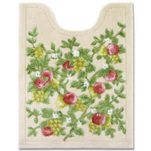 トイレマット/トイレ用品 【ロング 80cm&times;62cm】 ベージュ 裏面：特殊コーティング 日本製 『トイレタリー フルーツコーラス』
