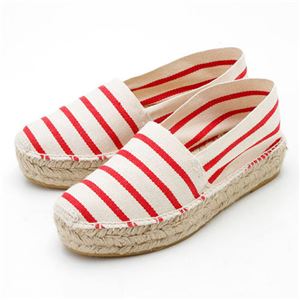 LA MAISON DELESPADRILLE フランス製厚底エスパドリーユ ECRUxROUGE サイズ:36 (約23〜23.5cm)