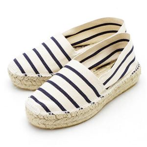 LA MAISON DELESPADRILLE フランス製厚底エスパドリーユ ECRUxMARINE サイズ:37 (約23.5〜24cm)