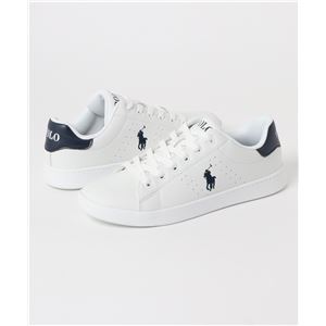 POLO RALPH LAUREN QUINCEY COURT スニーカー WHITENAVY サイズ:24.5cm
