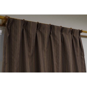 遮光カーテン 2枚組 100&times;178 ナチュラル シンプル 2重加工 ストライプ 洗える アジャスターフック付き タッセル付き シーマ