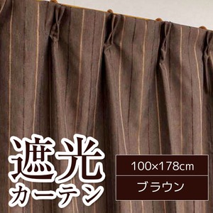 遮光カーテン 2枚組 100&times;178 ブラウン 2級遮光 シンプル 2重加工 ストライプ 洗える アジャスターフック付き タッセル付き シーマ