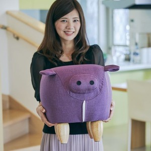 アニマルスツール/ぶたデザインオットマン 【バイオレット】 張地:ファブリック生地 軽量