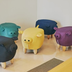 アニマルスツール/ぶたデザインオットマン 【バイオレット】 張地:ファブリック生地 軽量