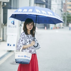 逆さに開く二重傘『Circus サーカス&times;moz モズ』/アンブレラ 【インディゴ】 晴雨兼用 自立可