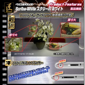 【小型カメラ】ペン型ビデオカメラ(匠ブランド)『Scriba-White』(スクリーバ　ホワイト)