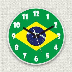 壁掛け時計/デザインクロック 【ブラジル国旗】 直径30ｃｍ アクリル素材 『MYCLO』 〔インテリア雑貨 贈り物 什器〕