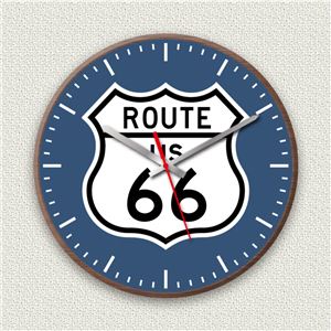 壁掛け時計/デザインクロック 【ルート66】 直径30ｃｍ 木材/ウォールナット調素材 『MYCLO』 〔インテリア雑貨 贈り物 什器〕