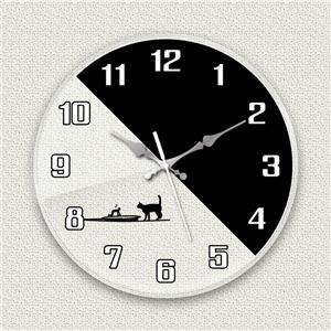 壁掛け時計/デザインクロック 【シルエットネコ】 直径30cm アクリル素材 『MYCLO』 〔インテリア雑貨 贈り物 什器〕