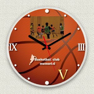 フォトフレーム時計/デザインクロック 【バスケ】 幅30ｃｍ アクリル製 L版 『MYCLO』 〔送別品 記念品 贈り物〕