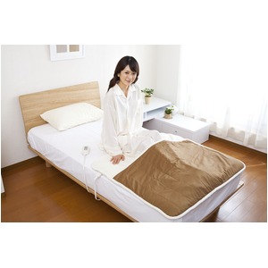 足温器/足入れ電熱マット 【幅100cm】 電磁波カット仕様 裏側バンド付き 足入れ部分:綿100% 〔寝室 布団 ベッド〕