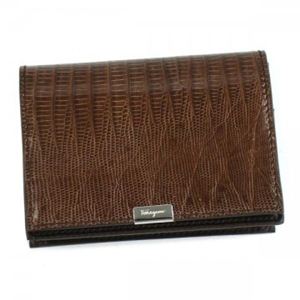 Ferragamo（フェラガモ） カードケース MENS SLG PREGIATI 667628 369889 ダークブラウン H7.5×W10.5×D2