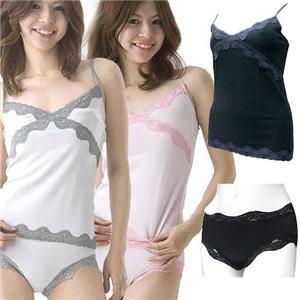 ゲルマONAKAシェイプアップキャミ＆ショーツ　ブラック　Ｌ-ＬＬ