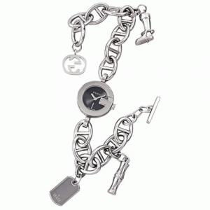 ��GUCCI�����å���YA107503 107L ���㡼���դ���ǥ����������å�(�֥�å�ʸ����)
