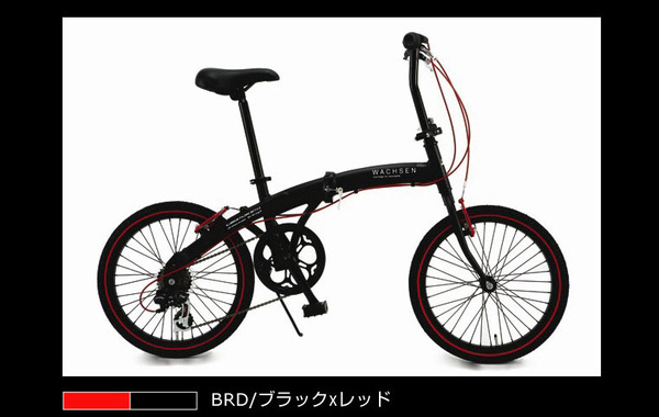 WACHSEN(ヴァクセン) アルミ折りたたみ自転車 BA-100 20インチ ブラック&レッド