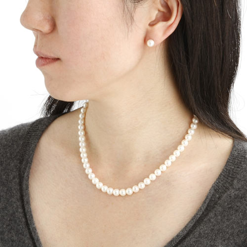 花珠真珠(あこや真珠) パールネックレス&パールピアス 7〜7.5mm玉