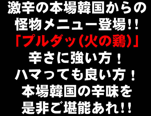 火をふくほどの辛さ!!「プルダッ(火の鶏)」8人前