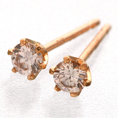 K18PG ピンク ダイヤモンドピアス 0.1ct