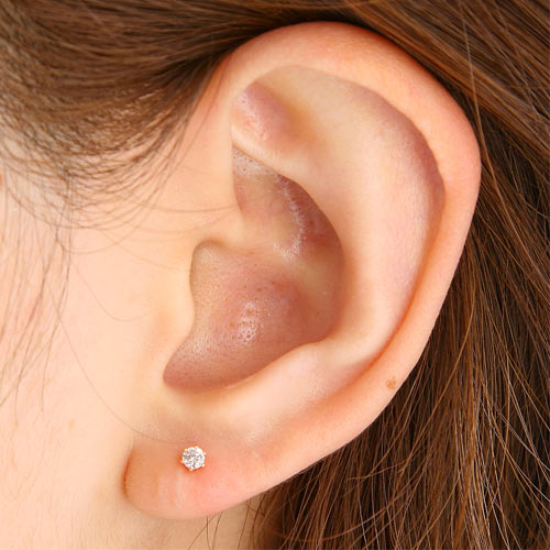 K18PG ピンク ダイヤモンドピアス 0.1ct