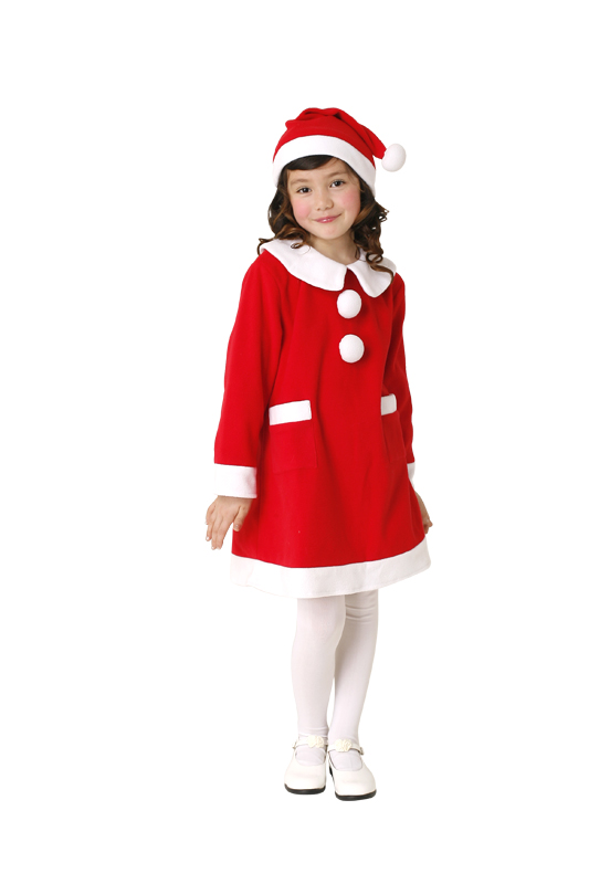 【クリスマスコスプレ 衣装】キッズワンピースサンタ レッド 140 4571142449867 (子供用)