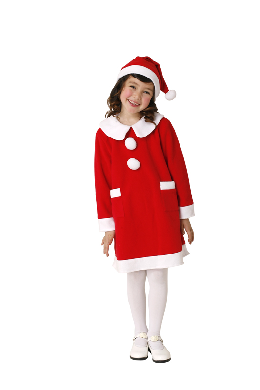 【クリスマスコスプレ 衣装】キッズワンピースサンタ レッド 140 4571142449867 (子供用)