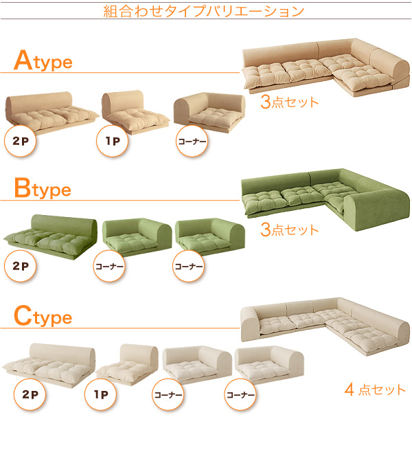 ソファーセット Cタイプ モスグリーン フロアコーナーソファ moffy モフィ