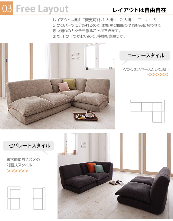 ソファーセット ベージュ リクライニングフロアコーナーソファ Lierl リール