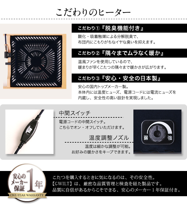 【単品】こたつテーブル 長方形(120×80cm)【GWILT】ブラック アーバンモダンデザインこたつテーブル【GWILT】グウィルト