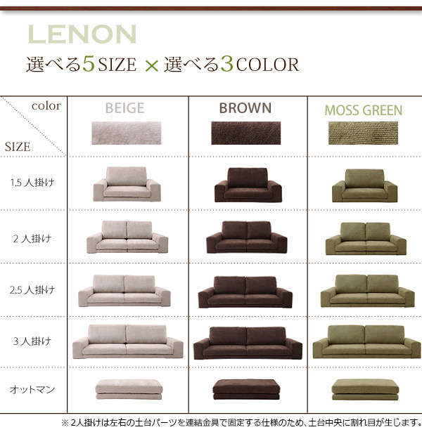 ソファー 1.5人掛け モスグリーン カバーリングフロアソファ【LENON】レノン