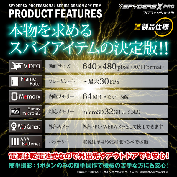 防犯用 小型カメラ ヘルメット用マルチスパイカメラ、スパイダーズX PRO(PR-804)ヘルメットに装着して撮影!