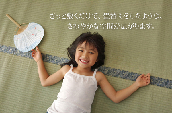 純国産/日本製 糸引織 い草上敷 『柿田川』 本間8畳(約382×382cm)