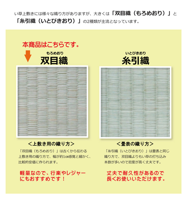 純国産/日本製 双目織 い草上敷 『草津』 本間2畳(約191×191cm)