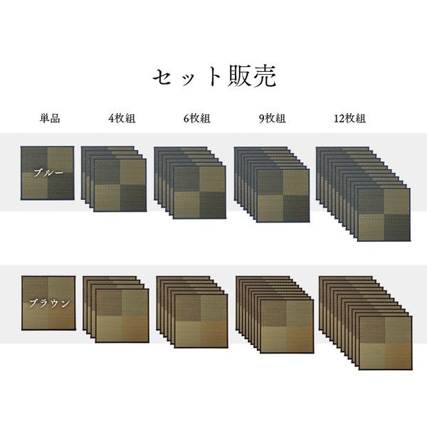 ユニット畳 『ニール』 ブルー 82×82×1.7cm(4枚1セット) 軽量タイプ