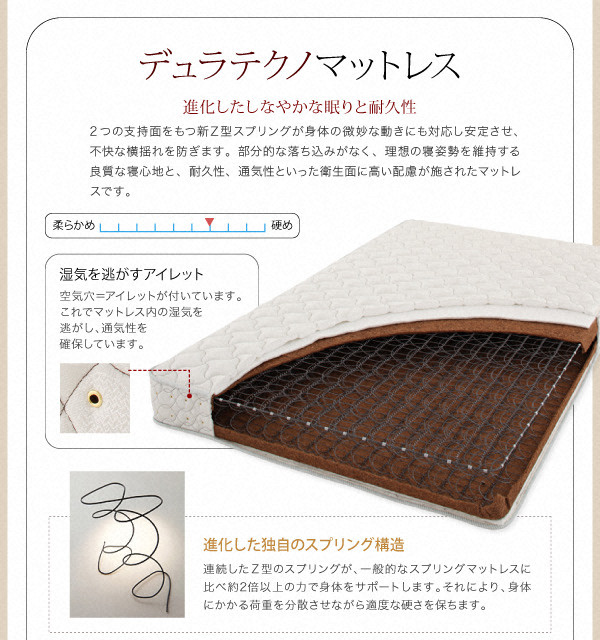 すのこベッド ダブル Jack Timber マルチラススーパースプリングマットレス付き シャビーブラウン 棚・コンセント付きユーズドデザインすのこベッド Jack Timber ジャック・ティンバー
