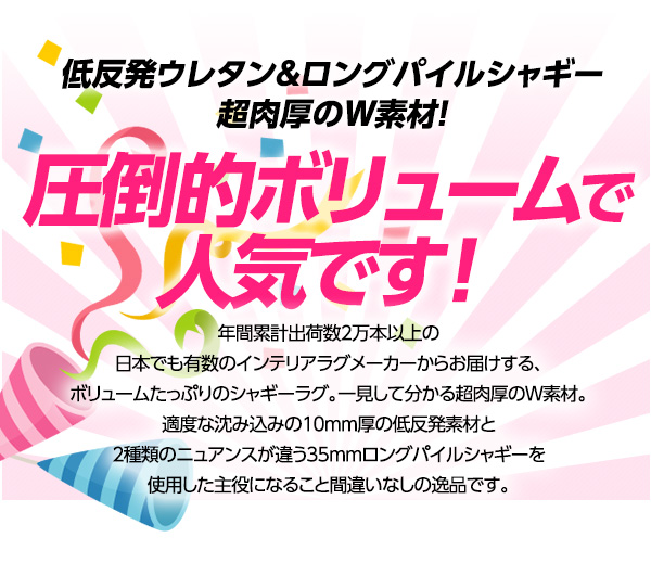 低反発マイクロファイバーシャギーラグマット (直径190cm) モスグリーン