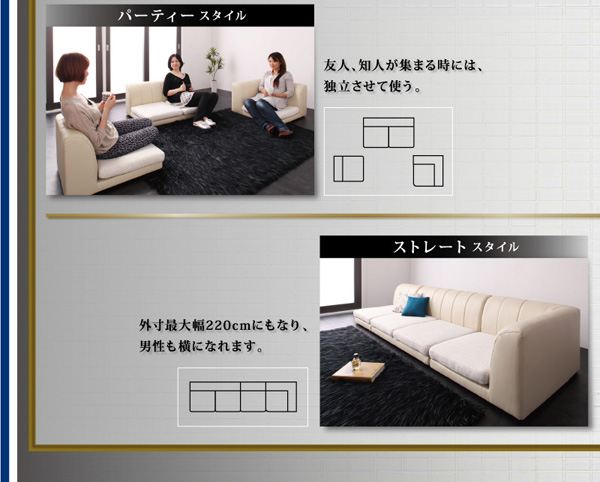 ソファーセット FRAMED (本体)アイボリーレザー×(座面)モダンアイボリー モダンフロアコーナーソファ FRAMED フレイムド