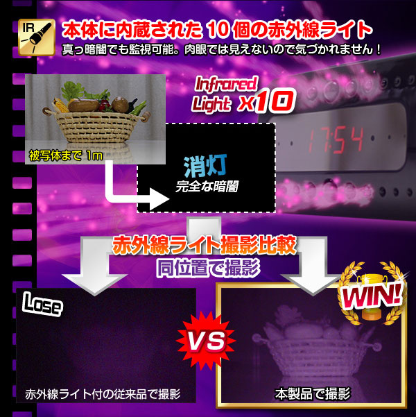 【防犯用】【小型カメラ】置時計型ビデオカメラ(匠ブランド)『Black Knight』(ブラックナイト)