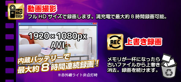 【防犯用】【小型カメラ】置時計型ビデオカメラ(匠ブランド)『Black Knight』(ブラックナイト)