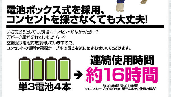 空調服 ポリエステル製長袖ブルゾン P-500BN 【カラー:ネイビー サイズ:LL】 電池ボックスセット
